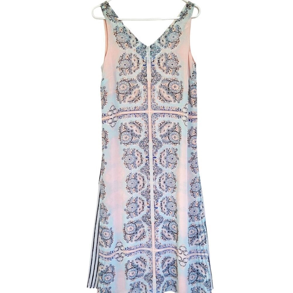 TRIBAL Paisley Shift Dress Womens 4 Pink Boho Resort Wear V-Neck Sleeveless Midi